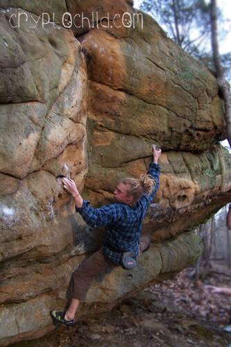 Justin Wood 2nd ascent Chuck Norris V.9 Photo Shane Williams